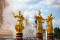 Fountain Friendship of Nations or Peoples of the USSR, Exhibition of Achievements of National Economy VDNKh, Moscow, Russia Royalty Free Stock Photo
