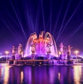 Fountain `Friendship of Peoples` at VDNH in night illumination