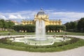 The fountain in front Art pavilion in Zagreb Royalty Free Stock Photo