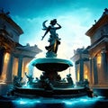 Fountain in front of the Basilica of St. Peter in Vatican AI generated