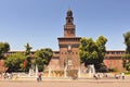 Fountain in front of the entrance to Castello Sforzesco, Milan, Lombardy, Italy Royalty Free Stock Photo