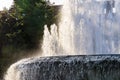 Fountain In front of the entrance to castle known as Castello Sforzesco, Milan, Lombardy, Italy. Closeup Royalty Free Stock Photo