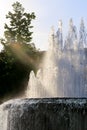 Fountain In front of the entrance to castle known as Castello Sforzesco, Milan, Lombardy, Italy. Closeup Royalty Free Stock Photo