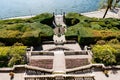 Fountain in front of the gates of Villa Carlotta. Como, Italy. Top view