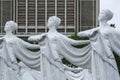 Fountain in front of the Grand People`s Study House, Pyongyang, North Korea Royalty Free Stock Photo