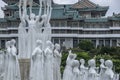 Fountain in front of the Grand People`s Study House, Pyongyang, North Korea Royalty Free Stock Photo