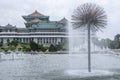 Fountain in front of the Grand People`s Study House, Pyongyang, North Korea Royalty Free Stock Photo