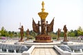 The fountain in front of Kumsusan Palace of the Sun. Pyongyang, DPRK - North Korea. Royalty Free Stock Photo