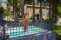 Fountain in front of monastery of Mother Mary Vidiani in Crete. Royalty Free Stock Photo