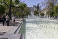 Fountain in front of National Theatre Ivan Vazov in Sofia, Bulgaria Royalty Free Stock Photo