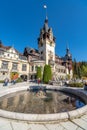 Fountain in front of Peles Castle in Romania Royalty Free Stock Photo