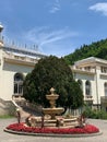 Fountain in front of a Romanian villa Royalty Free Stock Photo