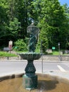 Fountain in front of a Romanian villa Royalty Free Stock Photo