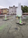 Fountain in front of Town Hall in city of Plovdiv Royalty Free Stock Photo
