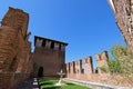 A fountain and garden between fortified walls at Castle Fortress Royalty Free Stock Photo