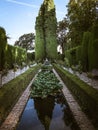 Fountain in the Generalife gardens of the Alhambra palace in Granada, Andalusia, Spain Royalty Free Stock Photo