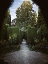 Fountain in the Generalife gardens of the Alhambra palace in Granada, Andalusia, Spain Royalty Free Stock Photo