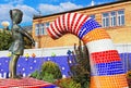 Fountain of a girl and on elephant back at Pejzazhna alley Royalty Free Stock Photo