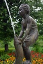 Fountain girl with fish in Zelenogorsk St.- Petersburg. Royalty Free Stock Photo