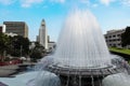 Fountain in Grand Park by Los Angeles City Hall. Royalty Free Stock Photo