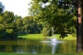 Fountain green park during sunny day.