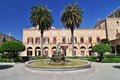 Fountain in Guglielmo Square in Monreale in front of Monreale Cathedral Duomo di Monreale near Palermo Sicily Italy Europe