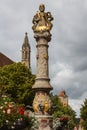 Fountain in the historic center of Rothenburg ob der Tauber