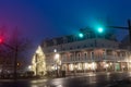 Fountain House with traffic lights in Doylestown, Pa. USA