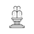Black line icon for Fountain, park and waterfall