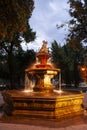 Fountain illuminated at night in Park Josipa Jurja Strossmayera Royalty Free Stock Photo