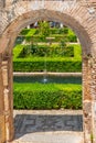 Fountain inside of Generalife palace in Granada, Spain Royalty Free Stock Photo