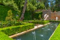 Fountain inside of Generalife palace in Granada, Spain Royalty Free Stock Photo