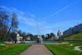 Fountain Italian bowl and Big Palace in Peterhof, St. Petersburg, Russia