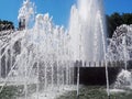 Fountain, a jet of water against the blue sky Royalty Free Stock Photo