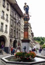 Fountain of Justice: Justitia with blindfold holding scales and sword on Gerechtigkeitsbrunnen fountain in historic center of Bern