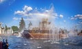 Fountain Kamenny Tsvetok with rainbow Royalty Free Stock Photo