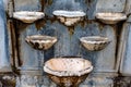 Close up of fountain in the tomb of Rumi in Konya Mevlana Museum interior