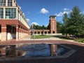 Fountain and library tower viewed from front of Student Union, Truman State University, Kirksville, Missouri