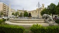 Fountain with lions in the square in Avola, Sicily Royalty Free Stock Photo