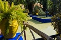 Fountain with a little pool at sunset in Majorelle garden, Marrakech, Morocco