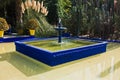 Fountain with a little pool at sunset in Majorelle garden, Marrakech, Morocco