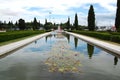 Fountain with loto flowers Royalty Free Stock Photo