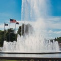 Fountain at Main St and Pershing Rd in Kansas City Missouri. Fountains are between Union Station Royalty Free Stock Photo
