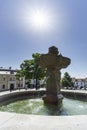 Fountain at Marianske Namestie square at Uherske Hradiste