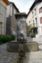 Fountain in the medieval village of Desaignes in Ardeche in France Royalty Free Stock Photo