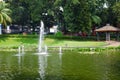 fountain in the middle of Barito Park Royalty Free Stock Photo