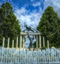 Fountain and monument dedicated to the victims of the Holocaust on Freedom Square in Budapest, Hungary