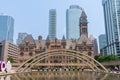 Fountain at Nathan Phillips Square. Toronto Sign. Toronto Old City Hall. Royalty Free Stock Photo