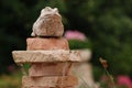 Fountain from natural stones and a frog statue Royalty Free Stock Photo