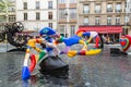 Fountain near Centre Pompidou with modern art in Paris Royalty Free Stock Photo